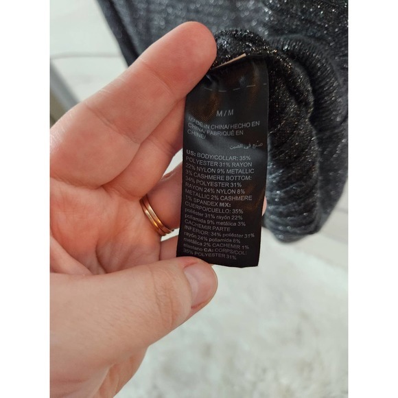 White House Black Market Womens Gray Round Neck Long Sleeve Sweaters Size Medium - Picture 4 of 6